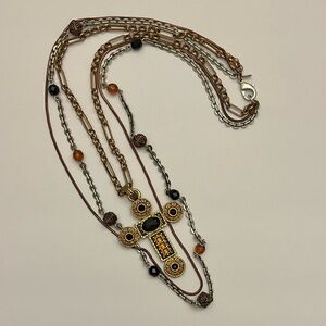 Chico's Gold and Black Multi-Chain Necklace